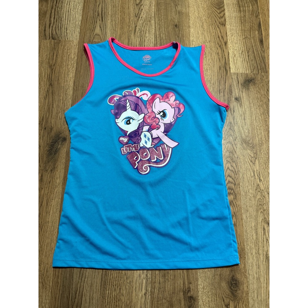 My Little Pony Shirts Girls Size XL 14/16 Blue Sleeveless Rarity Pinkie Pie